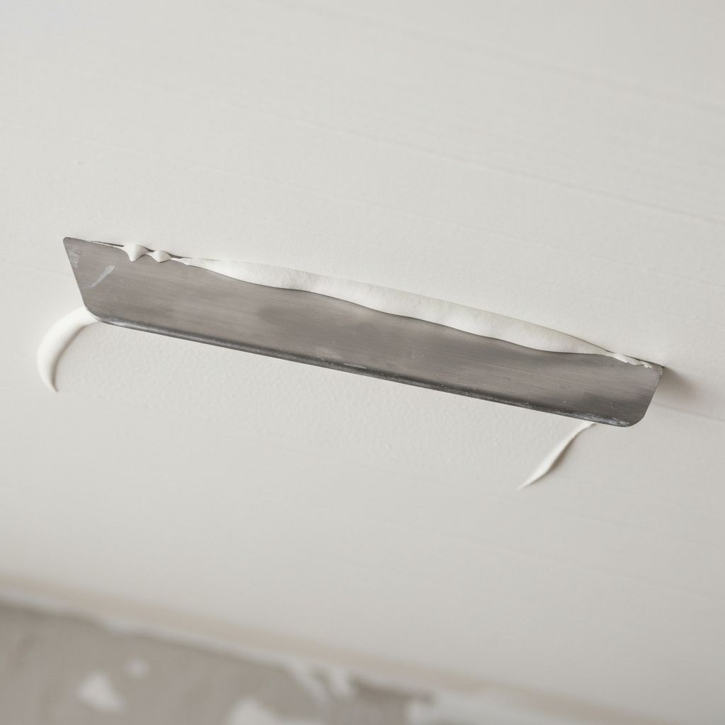 Smooth skim coat being applied to a ceiling